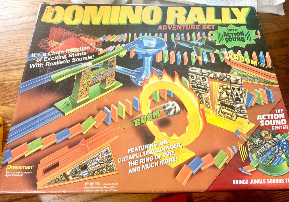 1993 Domino Rally Adventure Set by Pressman Toy Company jungle-themed incomplete